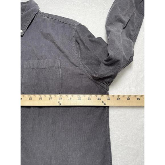 Wellen Corduroy Shirt Mens Large Dark Gray Huckberry Organic Cotton Button Down - Picture 5 of 6